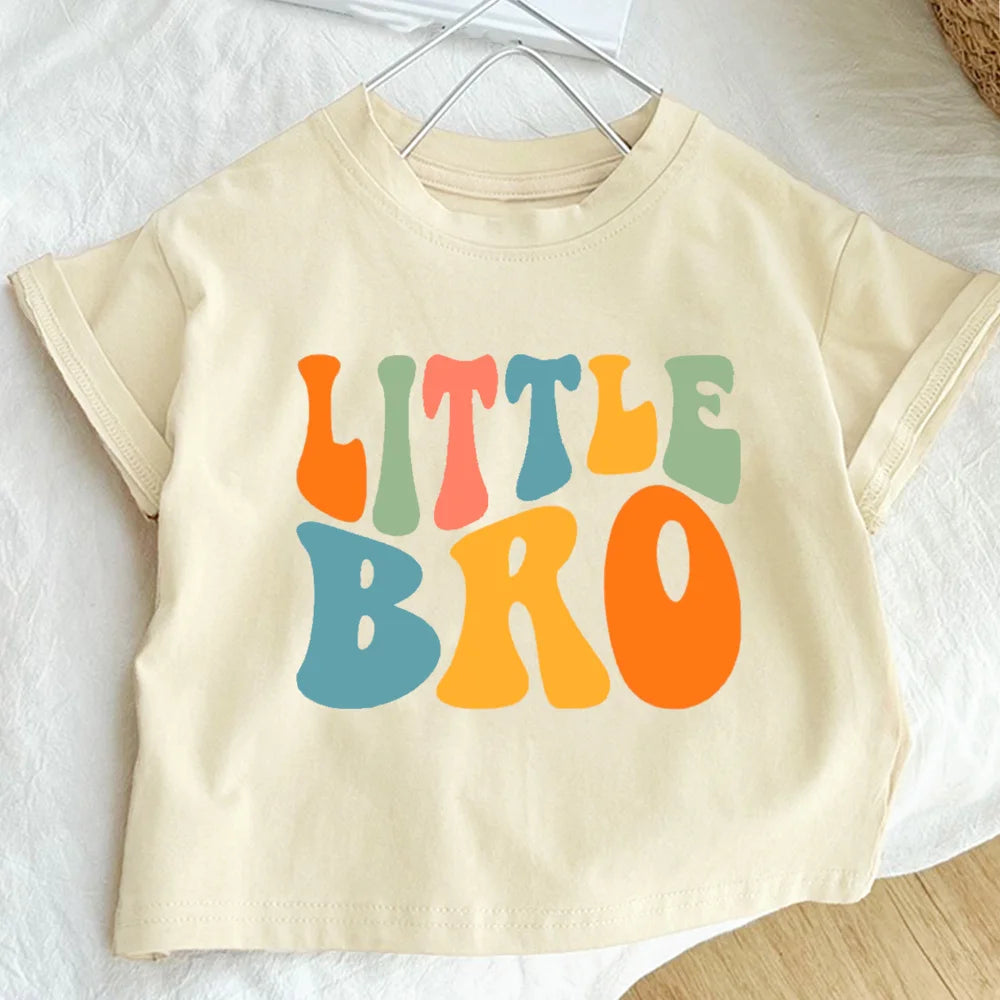 Big Bro Sis Little Bro Sis Printed Family Matching T-shirt Boys Girls Sibling Clothes Kids Tops Outfit Children Retro Tee Shirts - TiniLoom