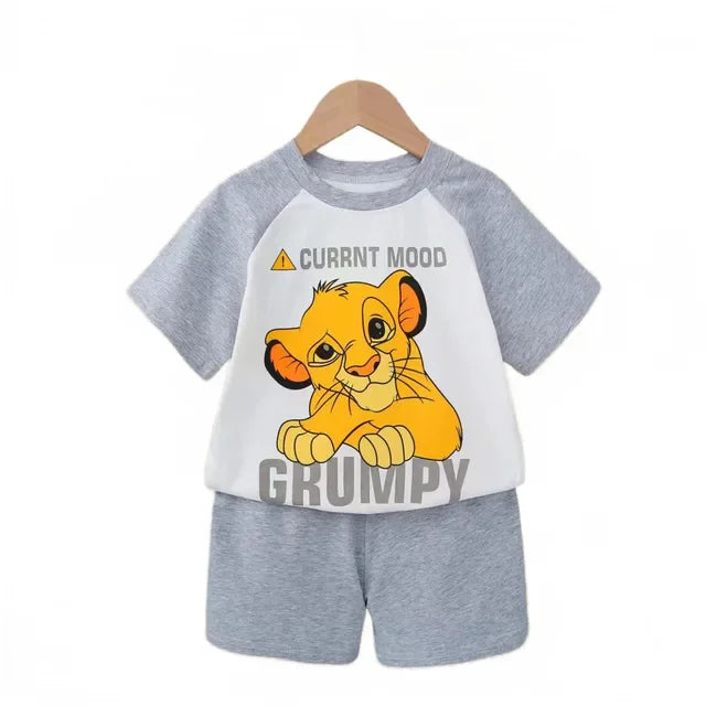 Summer cartoon T-shirt Shorts Children's boys Set Cotton Tees Pants Leisure Boys And Girls Babies Clothes Casual 2pcs - TiniLoom