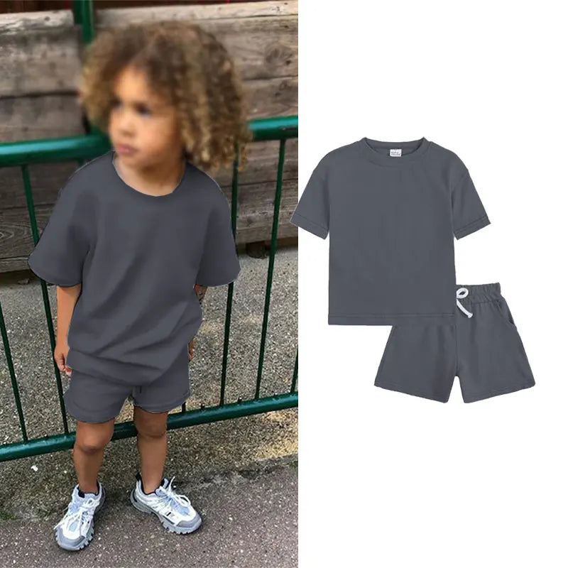 Summer 2pcs Kids Clothes Sets Children Sports Style Tracksuits T-shirts and Shorts Boy and Girl Outfits Suits - TiniLoom