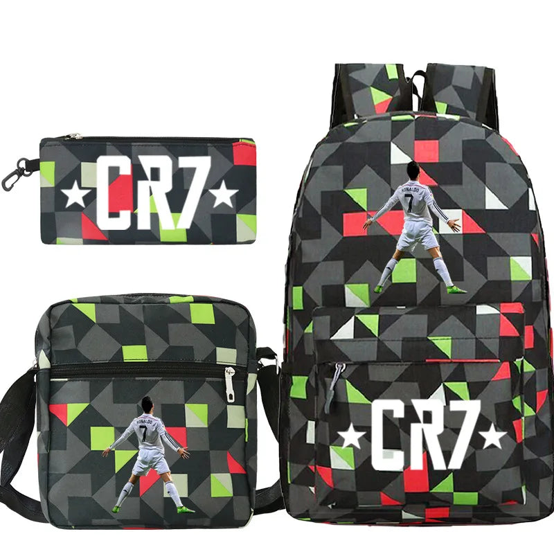 New 3pcs CR7 Backpacks Simple Style Lightweight Boys Girls School Bags Capacity Teens Laptop Backpack Women Men Travel Mochilas - TiniLoom