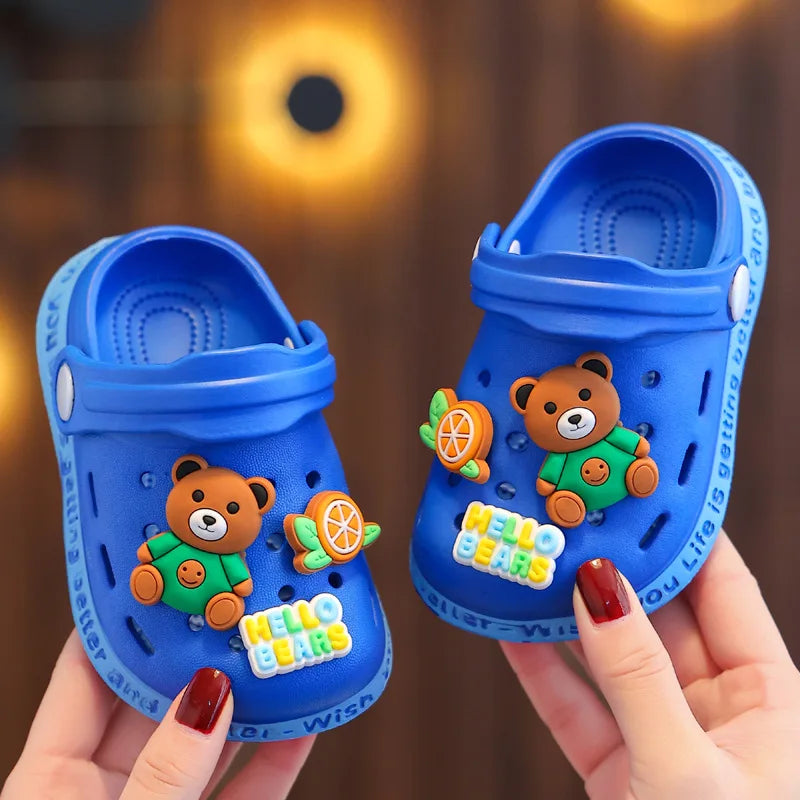 kids baby Girls Summer Sandals: Soft Sole Toddler children Indoor Slippers Cartoon Boys Breathable Hollow Shoes - TiniLoom