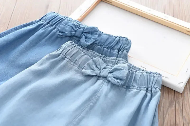 2025 New Fashion Children Wide Leg Pants Summer Casual Thin Chiffon Cropped Trousers For Teenager Girls Clothes 2 4 6 8 10 Years - TiniLoom
