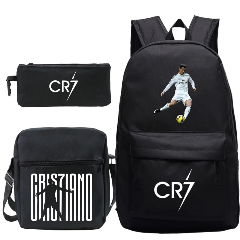 New 3pcs CR7 Backpacks Simple Style Lightweight Boys Girls School Bags Capacity Teens Laptop Backpack Women Men Travel Mochilas - TiniLoom