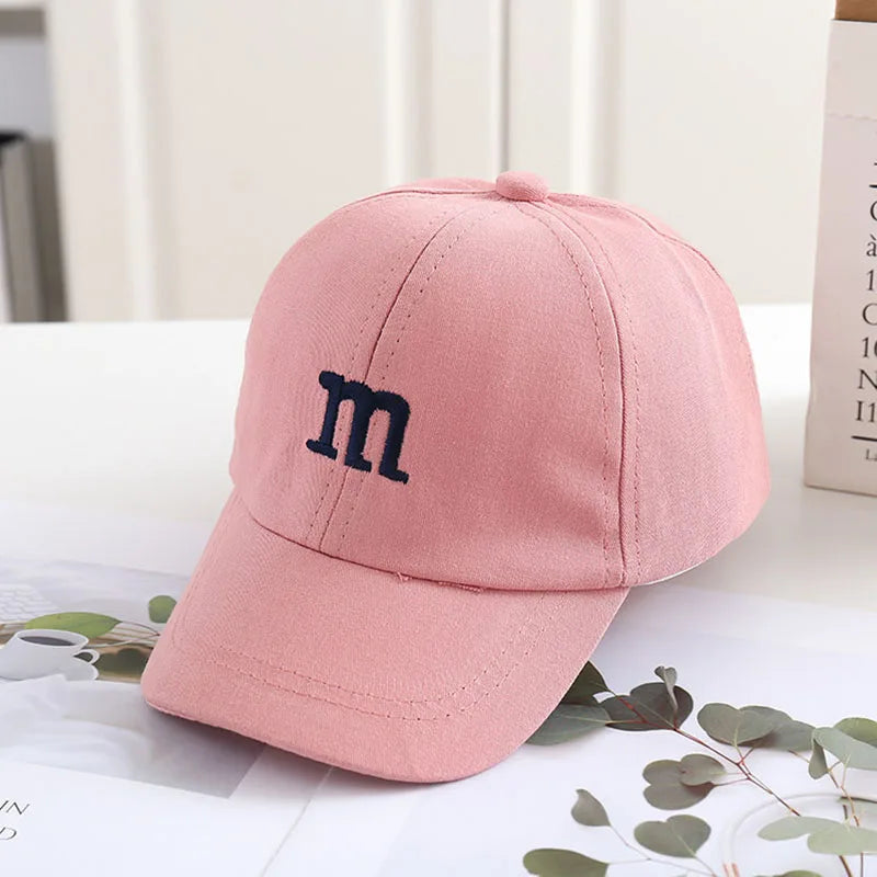Solid Color Letter Baby Baseball Cap Simple Embroidered Peaked Hat for Toddler Boy Girl Summer Adjustable Kids Sun Hats - TiniLoom