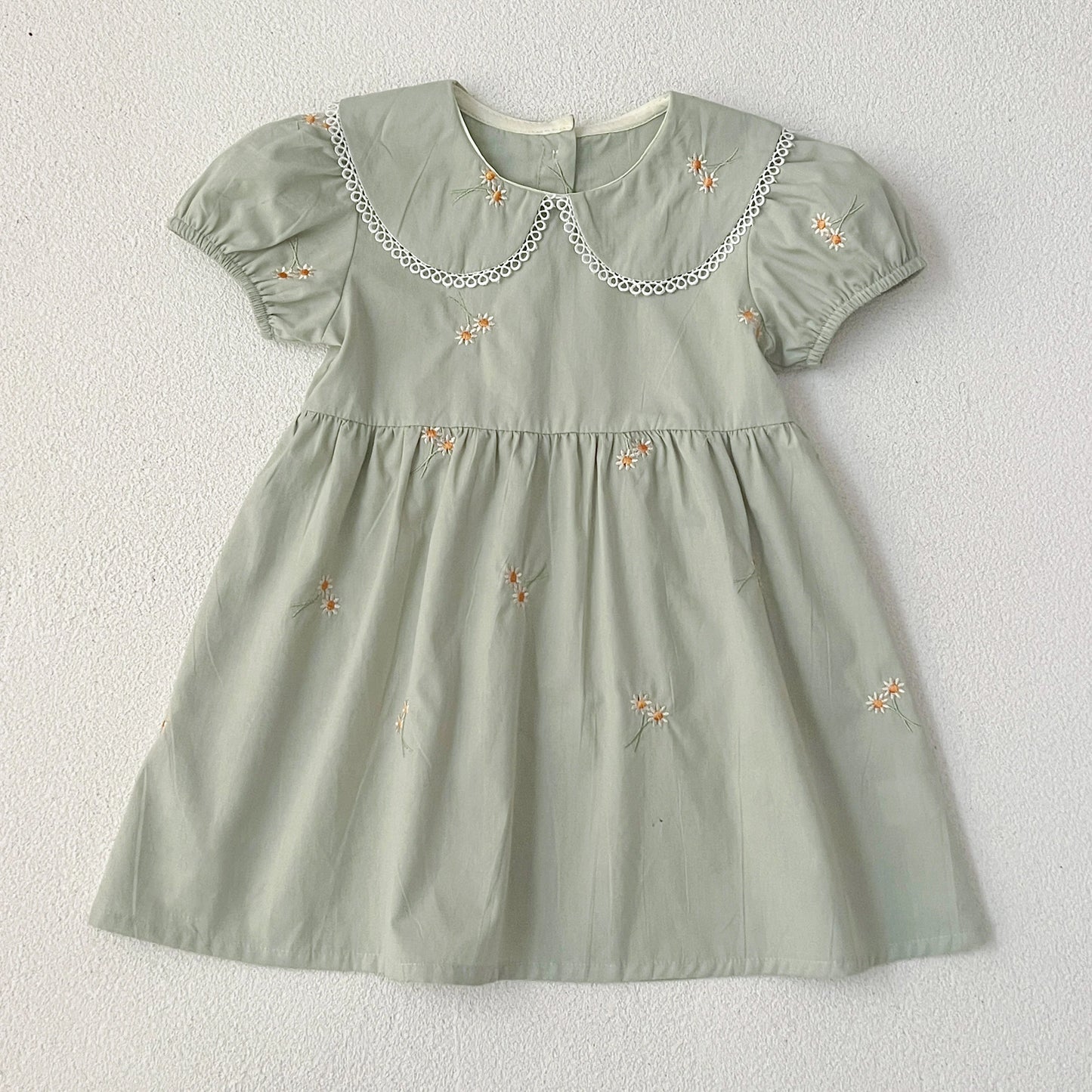 Infant Baby Girls Lace Collar Dress Rompers Sisters Clothes Kids Girls Embroider Flower Princess Dress Family Clothes Rompers