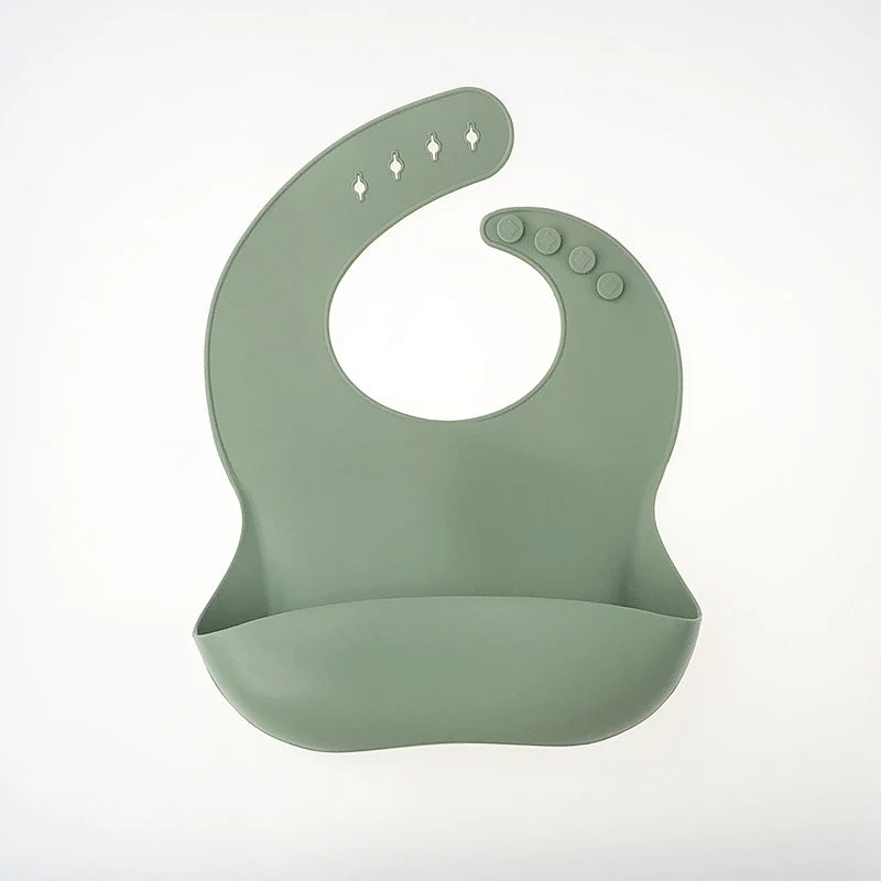 Baby Silicone Bibs Babies Waterproof Bib Solid Color Adjustment Saliva Pocket Children's Burp Cloths Accessories Newborn bibs