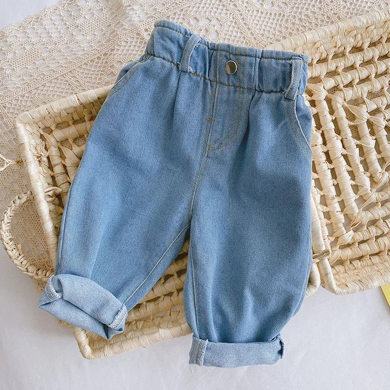 MILANCEL Autumn Fashion Denim Kids Baby Girls and Boys Jeans  Straight Toddler Pants - TiniLoom