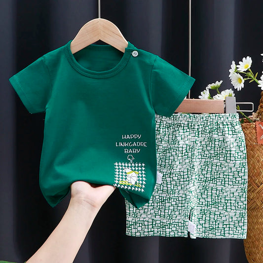 Kids Clothes Set Baby Boy/Girl T-Shirt + Shorts Summer Clothing Cotton Cartoon Casual Boys Tracksuit Children Baby Clothes Set - TiniLoom