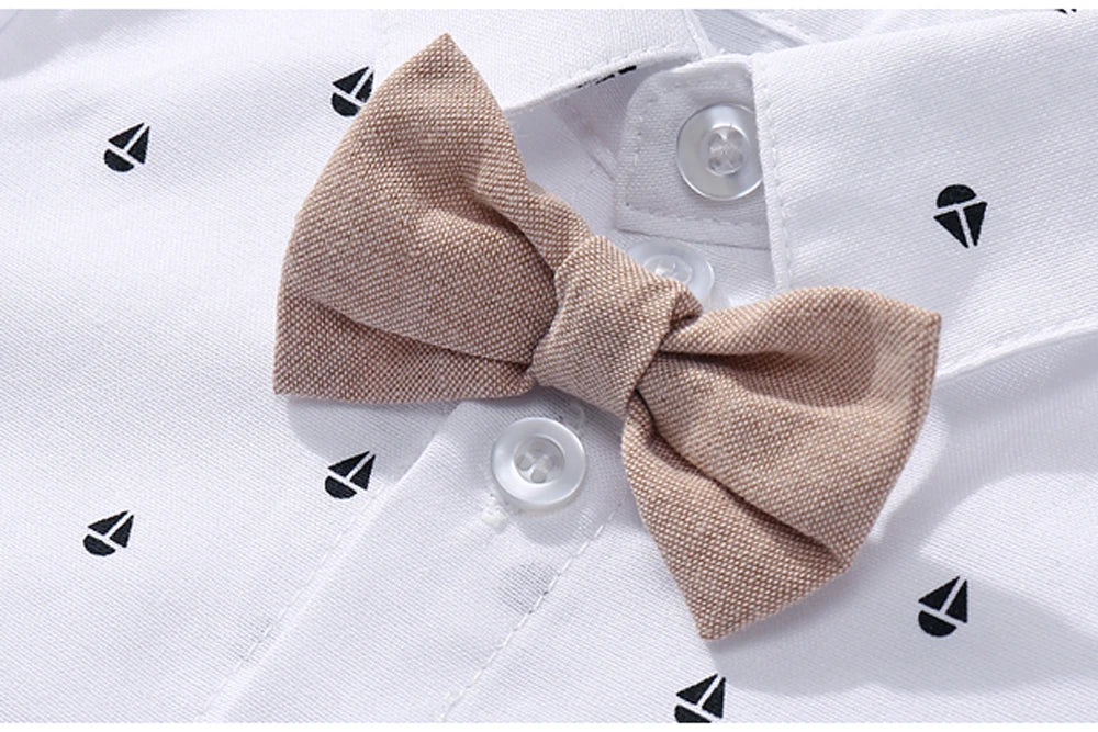 Hot Baby Boy Clothing Suit Newborn Handsome Romper Bow Set Birthday Festival Gift Jumpsuit Hat Toddler Boys Wedding Outfit Dress