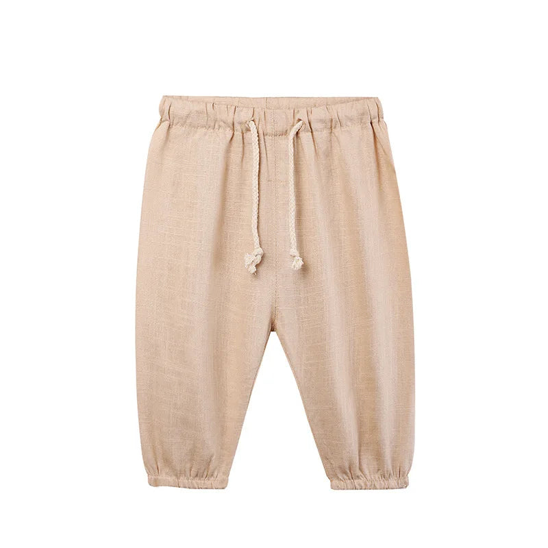 Children's Cotton And Linen Trousers Spring And Summer Thin Boys And Girls Linen Pant Baby Harem Pants WT620 - TiniLoom