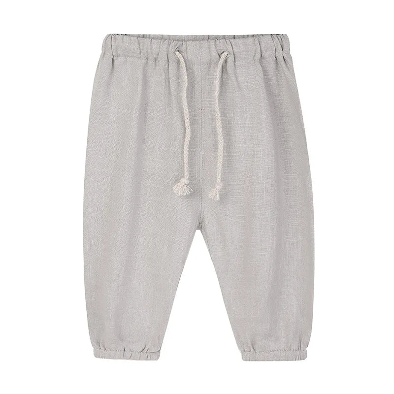 Children's Cotton And Linen Trousers Spring And Summer Thin Boys And Girls Linen Pant Baby Harem Pants WT620 - TiniLoom