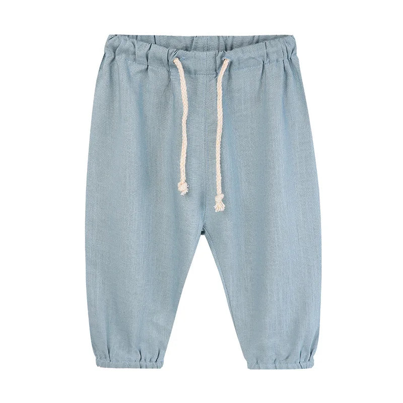 Children's Cotton And Linen Trousers Spring And Summer Thin Boys And Girls Linen Pant Baby Harem Pants WT620 - TiniLoom