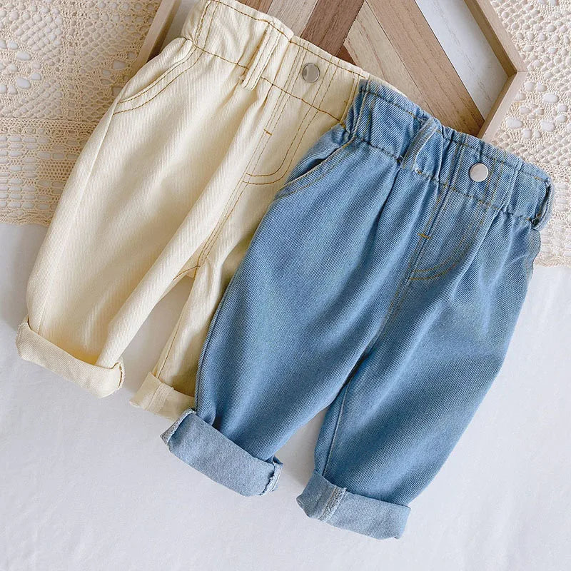 MILANCEL Autumn Fashion Denim Kids Baby Girls and Boys Jeans  Straight Toddler Pants - TiniLoom