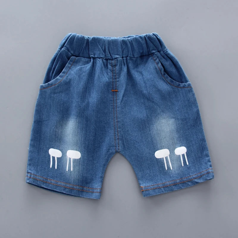 New Summer  Hot Sale Toddler Kids Baby Boys Shirt Cartoon Tops Denim Shorts Pants Outfits Set Baby Clothes - TiniLoom
