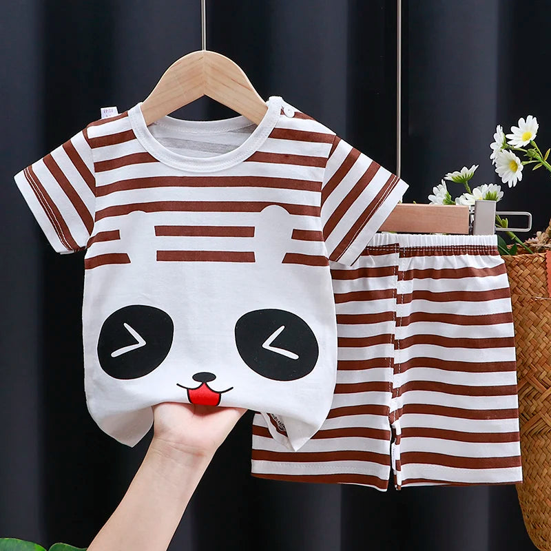 Kids Clothes Set Baby Boy/Girl T-Shirt + Shorts Summer Clothing Cotton Cartoon Casual Boys Tracksuit Children Baby Clothes Set - TiniLoom