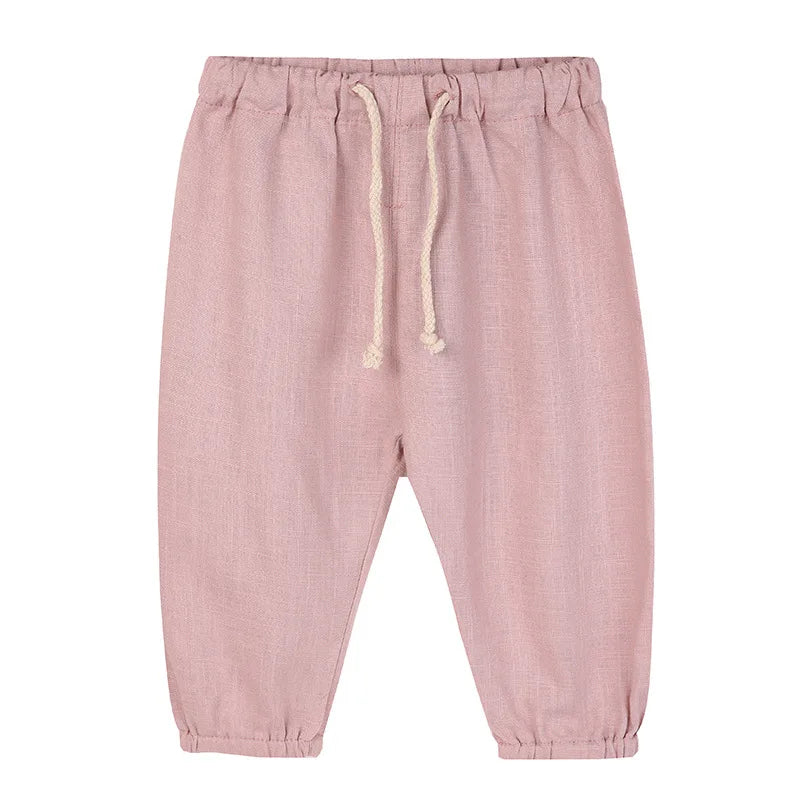 Children's Cotton And Linen Trousers Spring And Summer Thin Boys And Girls Linen Pant Baby Harem Pants WT620 - TiniLoom