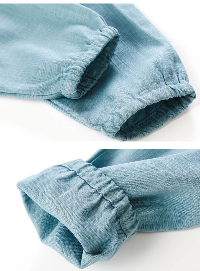Children's Cotton And Linen Trousers Spring And Summer Thin Boys And Girls Linen Pant Baby Harem Pants WT620 - TiniLoom