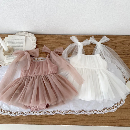 Summer Baby Romper Set Lace Polka Dots Toddler Princess Dress  Infant Girls Bodysuit Baby Onesies 0-24 M - TiniLoom