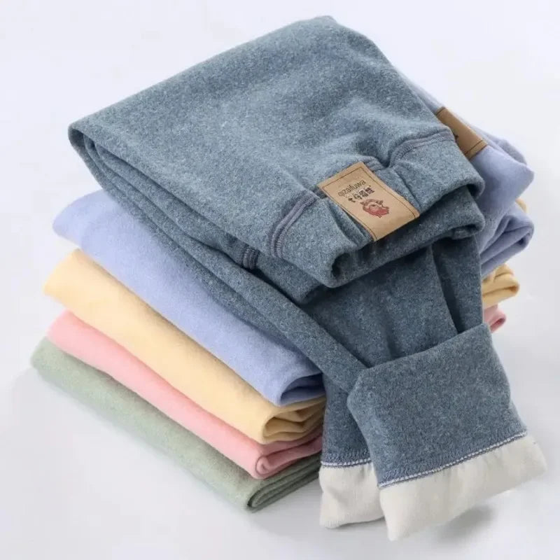 Big Size Children's Fleece Warm Render Pants For Boys Girls Winter Velvet Leggings Kids Baby Base Pants Thickened Long Johns - TiniLoom