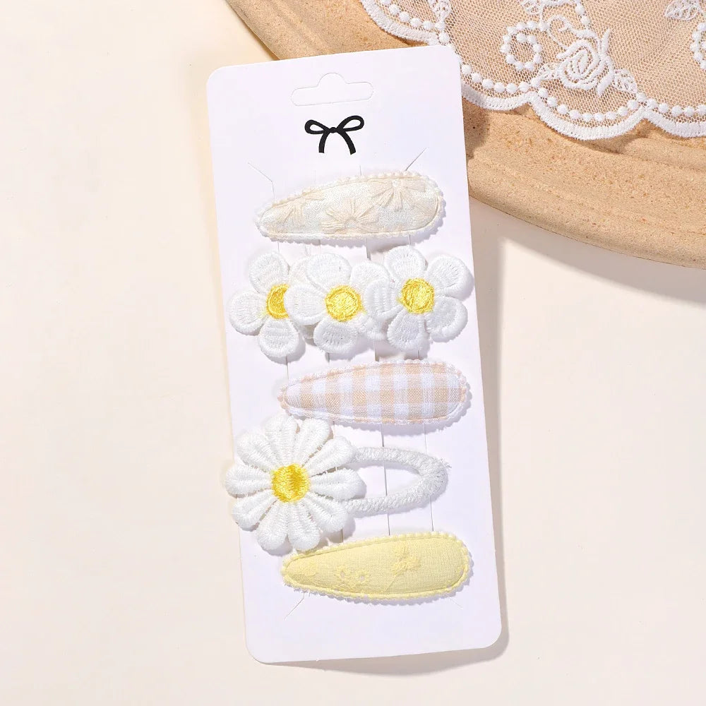 New 5Pcs BB Clips Set for Kids Hair Accessories Sweet Printe Hairbangs Hairclip Girls Barrette Ins Style Daisy Hairpin Ornaments - TiniLoom