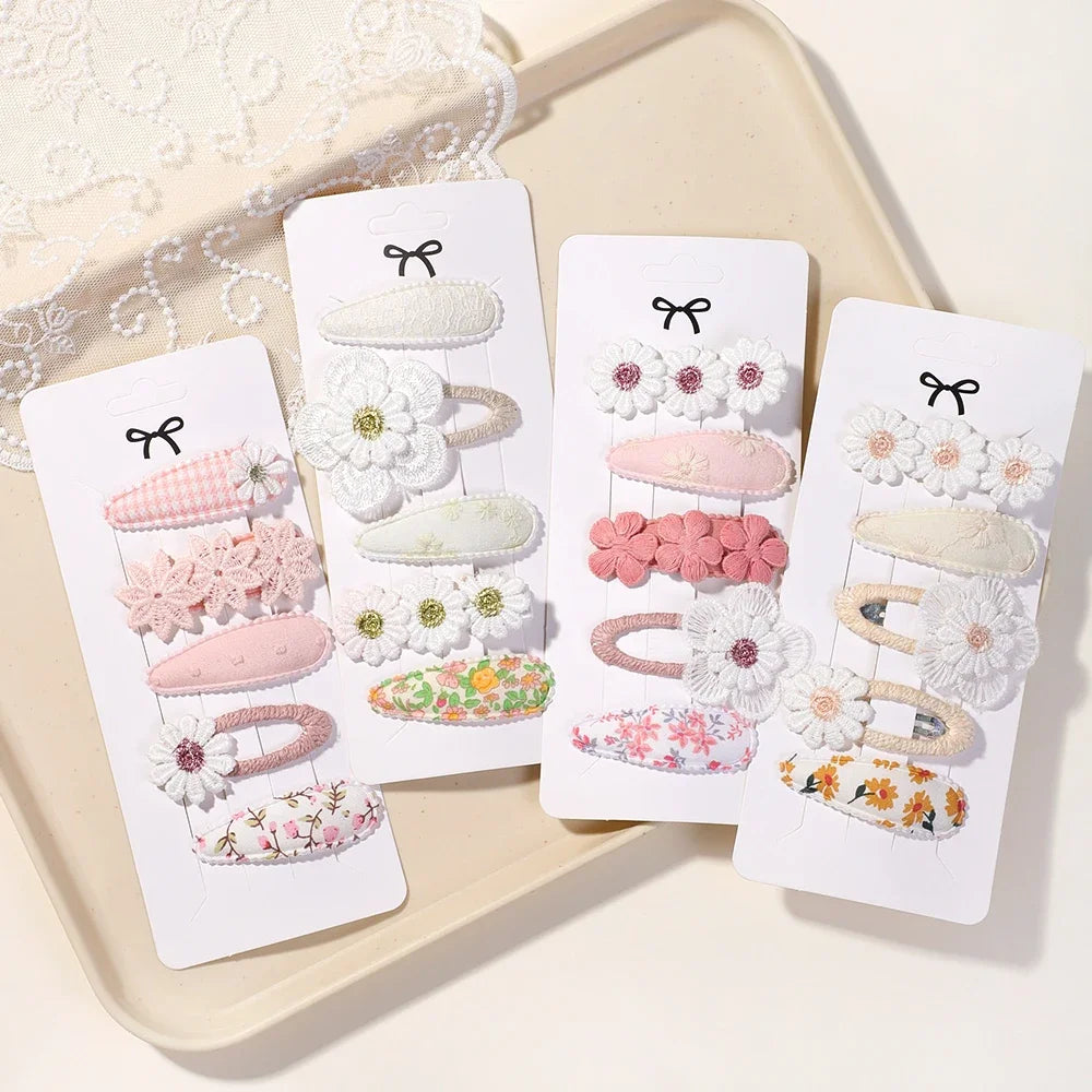 New 5Pcs BB Clips Set for Kids Hair Accessories Sweet Printe Hairbangs Hairclip Girls Barrette Ins Style Daisy Hairpin Ornaments - TiniLoom