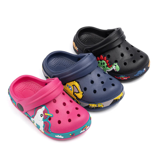 Toddler Girls Boys Flat Heel Sandals Cute Cartoons Unicorn Truck Dinosaur Hole Shoes Beach Water Sports Soft Anti-slip Sole Mule - TiniLoom