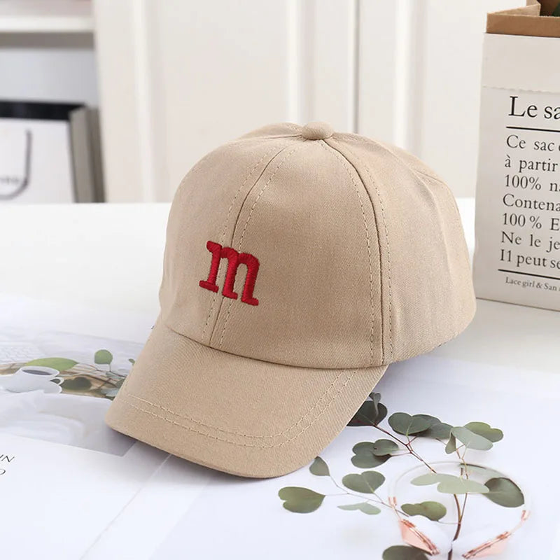Solid Color Letter Baby Baseball Cap Simple Embroidered Peaked Hat for Toddler Boy Girl Summer Adjustable Kids Sun Hats - TiniLoom