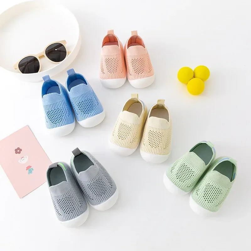 Spring Summer Toddler Shoes Breathable Knitted Kids Sneakers Boys Slip-on Tennis Shoes Girls Soft Non-slip School Casual Shoes - TiniLoom