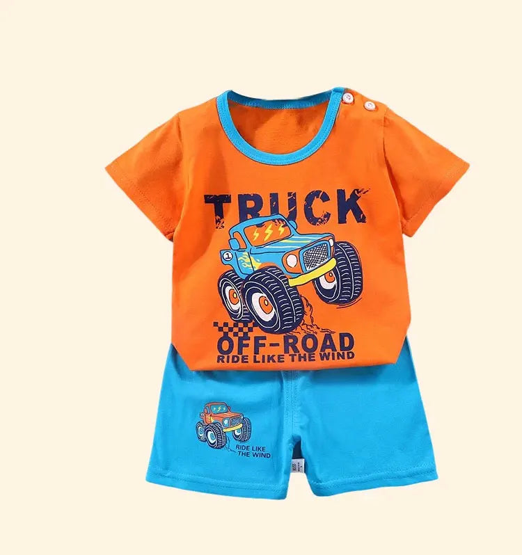 Fashion Kids Clothes Boys Girls Sets Top Shorts 2PCS 100% Cotton Soft Summer Children Baby Cloths T-shirt Shorts Toddler Suit - TiniLoom