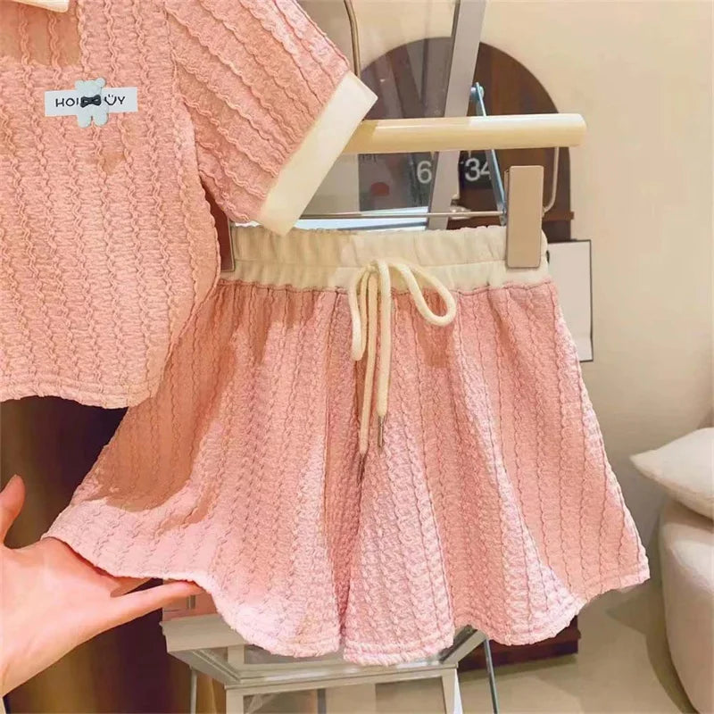Baby Blouse Sets Girls Summer Suit Kids Short Sleeve Top Pant 2Pcs Kids Cute Sweet Outfit Children Fashion Sportswear 2-10Y - TiniLoom