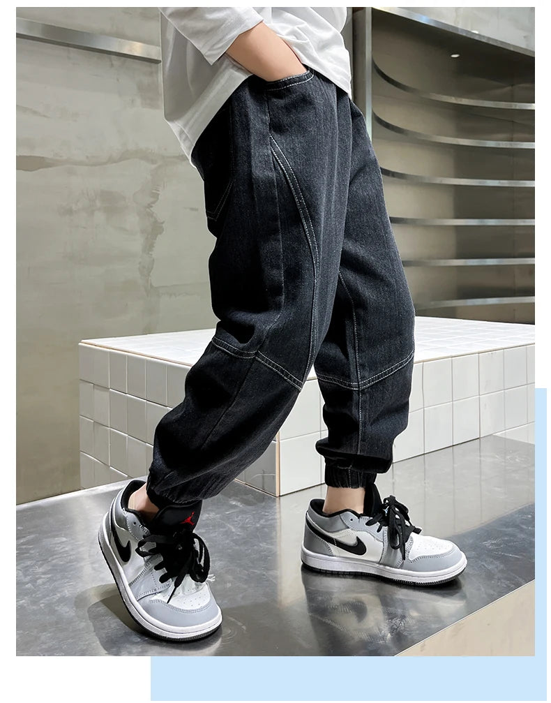 Big boy jeans, children's clothing, casual fashion, cool children's pants, boys' pants, boys' Baggy summer clothing, teenagers - TiniLoom