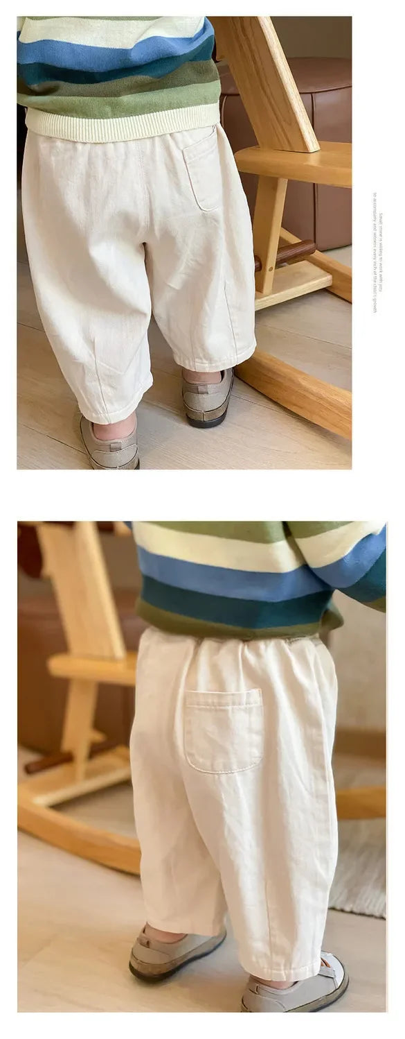 Solid Boy Kids Fashion Trousers Toddler Clothes Summer Spring Baby  Pocket Ankle Length Loose Girl Children Casual Pants - TiniLoom