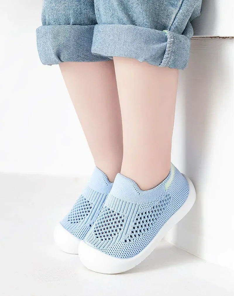 Spring Summer Toddler Shoes Breathable Knitted Kids Sneakers Boys Slip-on Tennis Shoes Girls Soft Non-slip School Casual Shoes - TiniLoom