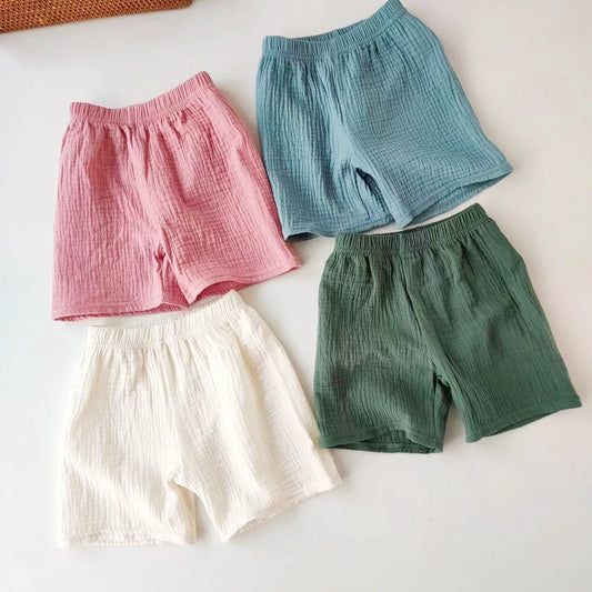 Children's Shorts Girls Boys Cotton Yarn Short Pants Summer Children's Girls Soft And Breathable Capris Baby Clothes - TiniLoom
