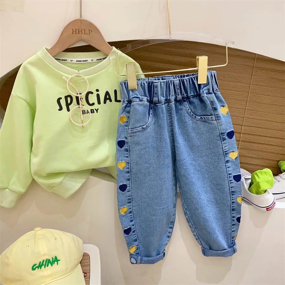Ambroidered Flower Girl Jeans Baby Boy Kids Jeans Girl Pants Daduhey Wide Leg Pants Harem Trousers Clothes Bottoms - TiniLoom