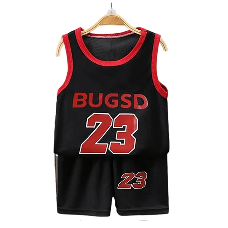 Children's Sets Summer Children Sleeveless T-shirt Shorts Set Quick-drying Outdoor Tank Top Shorts Sets Boys Sport Basketball Tr - TiniLoom