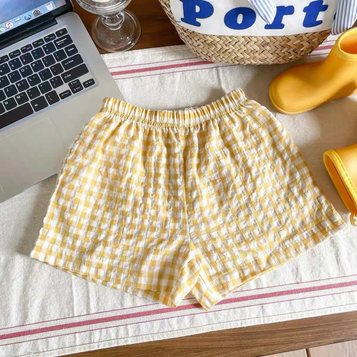 Child Plaid Shorts New Style Casual Sports Pants Loose Thin Versatile Home Pants Summer Boys Girls Cute Fashion Beach Shorts - TiniLoom