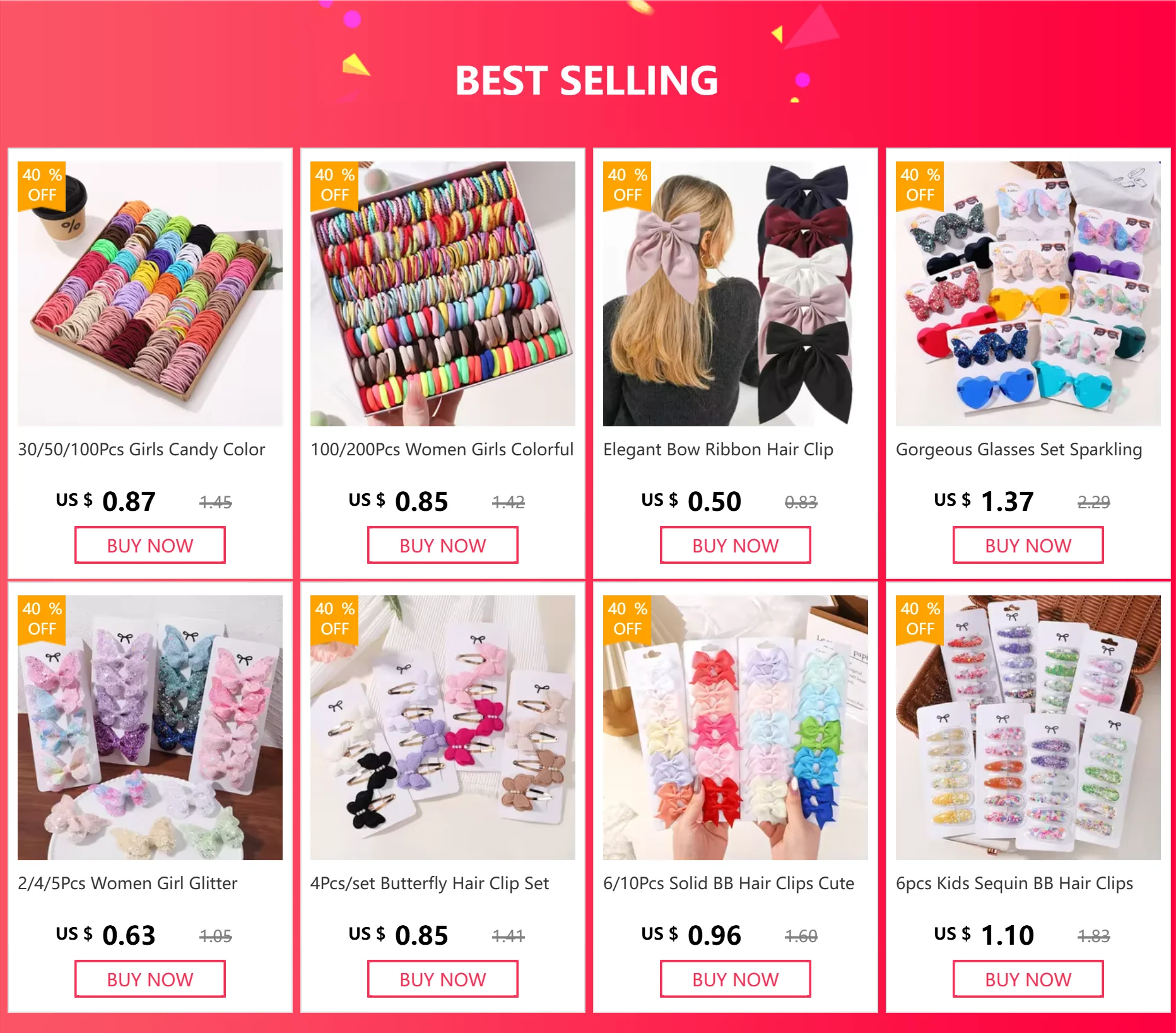 50Pcs/bag Colorful Basic Nylon Ealstic Hair Ties for Girls Ponytail Hold Scrunchie Rubber Band Kid Fashion Hair Accessories - TiniLoom