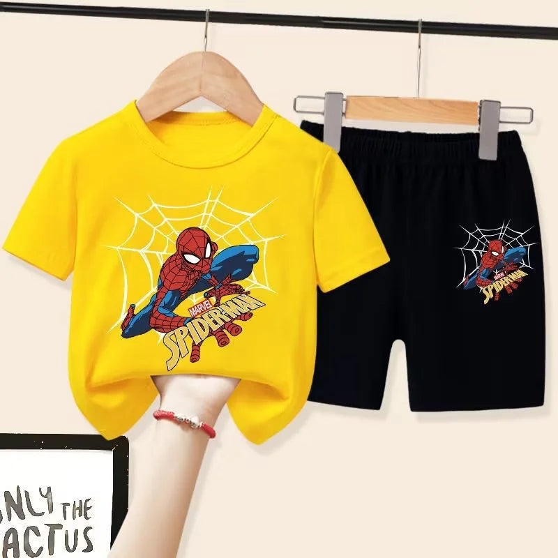 Children'S T-Shirts Spider-Man Set Aoger Spiderman Boys Summer Trend Baby Short Sleeve Shorts Two-Piece Set Kids Outfits Gifts ﻿ - TiniLoom