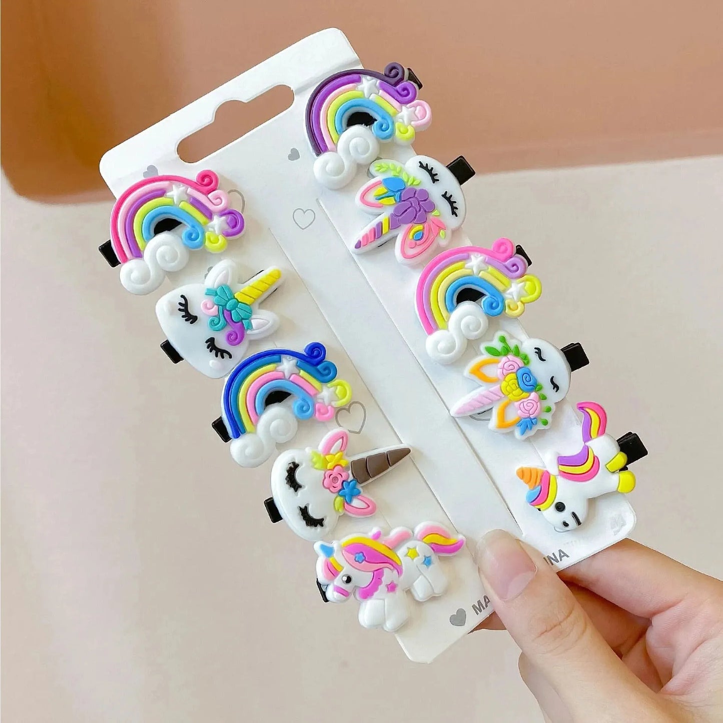10PCS/Set New Girls Cute Cartoon Unicorn Hair Clips Kids Lovely Hairpins Ice Cream Headband Barrettes Fashion Hair Accessories - TiniLoom