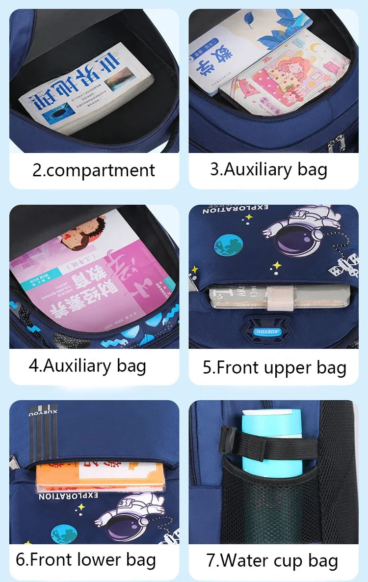 Kid Backpack 2-16Year Children School Bags for Boys Astronaut School Backpack Waterproof Primary Boy Book Bag Mochila Infantil - TiniLoom
