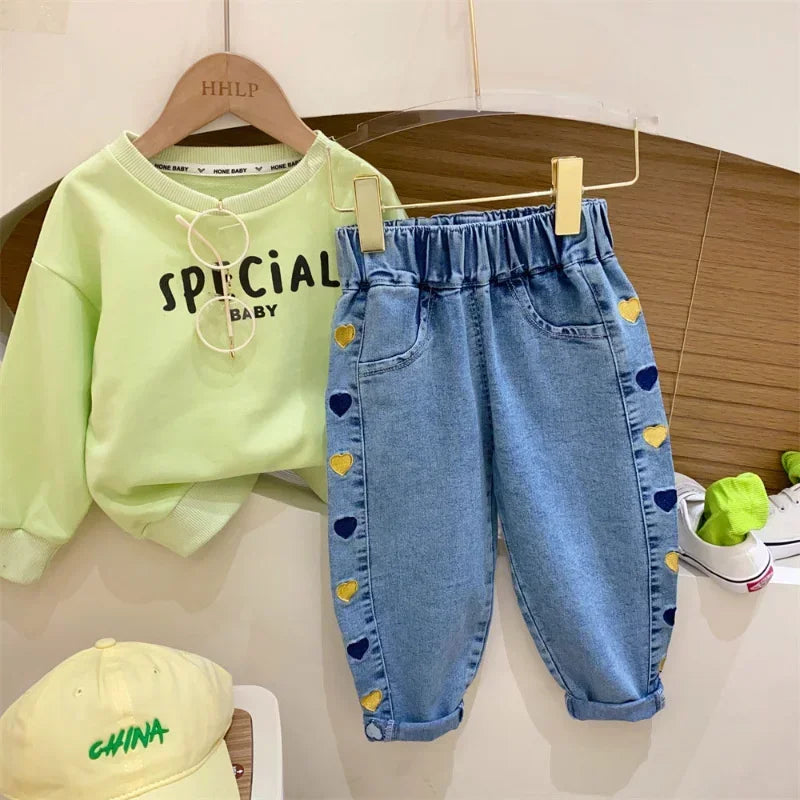 Ambroidered Flower Girl Jeans Baby Boy Kids Jeans Girl Pants Daduhey Wide Leg Pants Harem Trousers Clothes Bottoms - TiniLoom