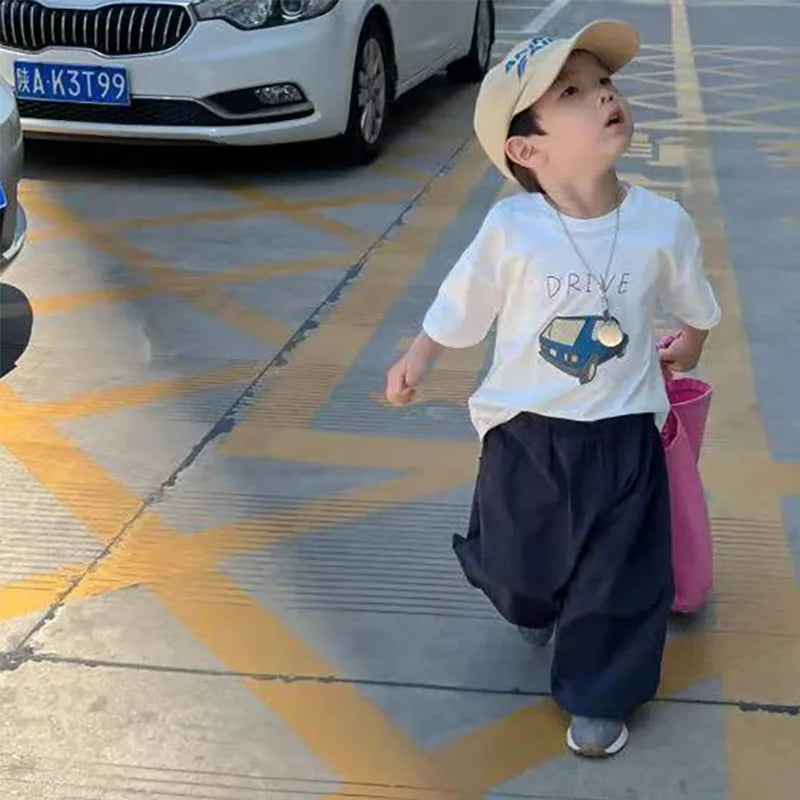 Cotton Half Sleeve T-shirt Boys Child 2025 Summer Baby Unisex Costume Sports Casual Tees Girls Cartoon Car Trendy Pullover Shirt - TiniLoom