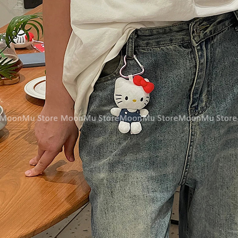Sanrio Hello Kitty Plush Doll Keychain Pendant Cartoon Kt Cat Stuffed Plushies Key Ring Bag Accessories Girls Gift Kids Toys - TiniLoom