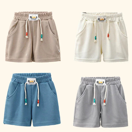New Summer Boys Shorts Candy Color Beach Shorts for Kids Casual Elastic Waist Children Short Pants Sport Clothing Outwear - TiniLoom