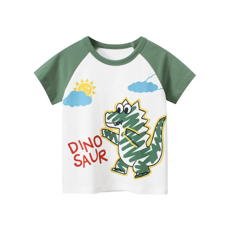 2-9 Years Children Short Sleeve T-shirts Korean Version Kids Clothing Boy Baby Cotton Tees Summer Cartoon Tops - TiniLoom