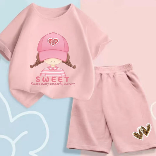 Summer Baby Clothes Set Kid Girls Cartoon Printed Short Sleeve T-Shirts Top And Shorts Bottom 2 Pieces Suit Children Tracksuits - TiniLoom