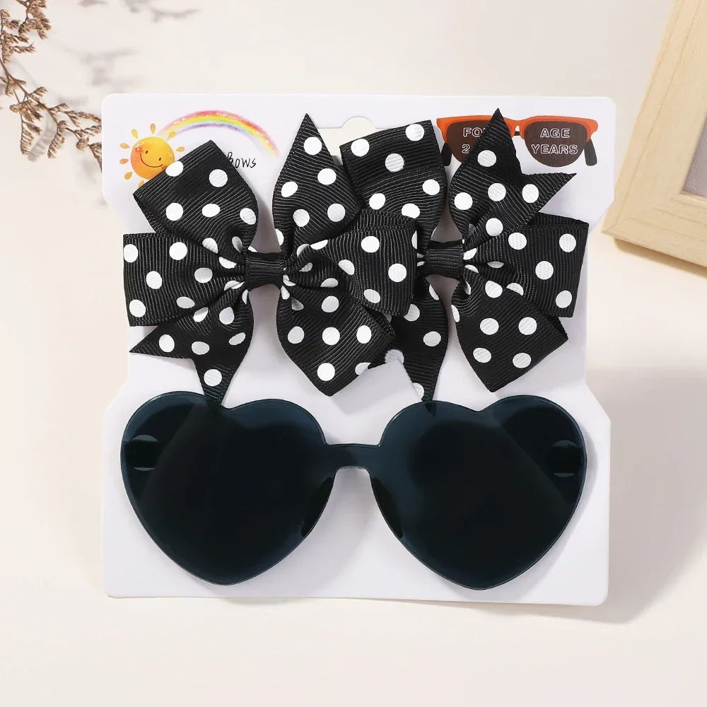 BABY BOWS Butterfly Hairclip Set for Kids Lovely Glasses Accessories Fashion Party Girls Dress Hairpins Headband Gift Set