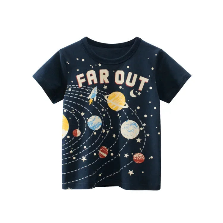 2-9 Years Children Short Sleeve T-shirts Korean Version Kids Clothing Boy Baby Cotton Tees Summer Cartoon Tops - TiniLoom