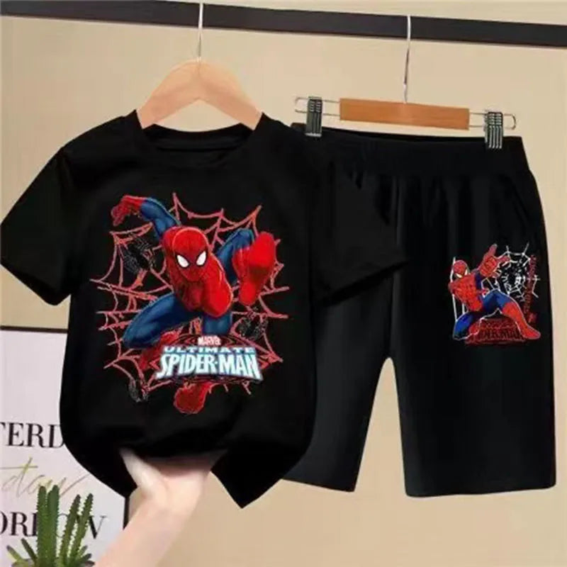 Children'S T-Shirts Spider-Man Set Aoger Spiderman Boys Summer Trend Baby Short Sleeve Shorts Two-Piece Set Kids Outfits Gifts ﻿ - TiniLoom